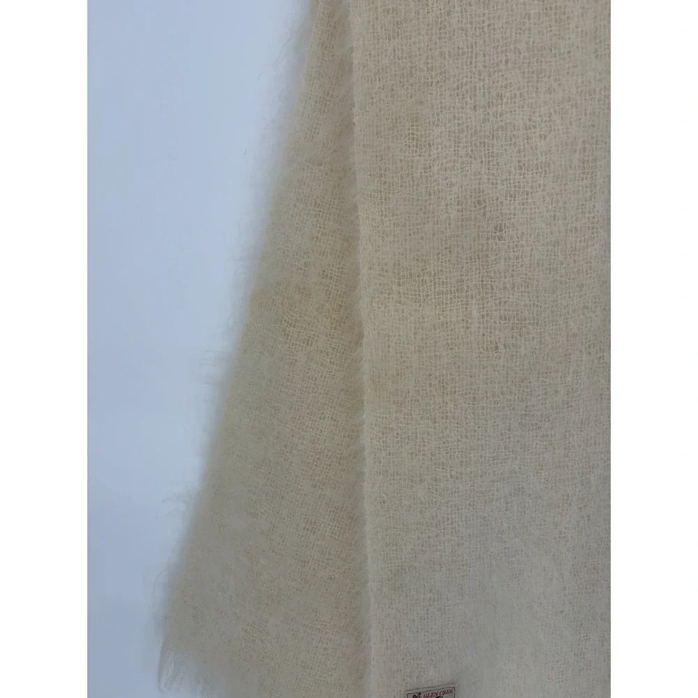 Designer Cream White Glen Cree 100% Mohair Halo Unisex Scarf Scotland! Poor Cnd!